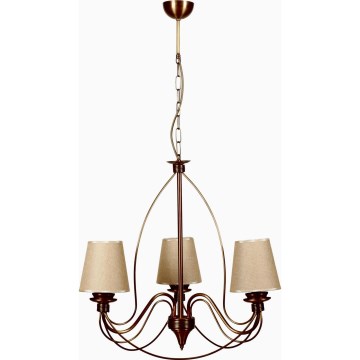 Ljuskrona CLASSIC med kedja 3xE14/40W/230V brons/beige