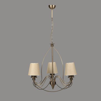 Ljuskrona CLASSIC med kedja 3xE14/40W/230V brons/beige