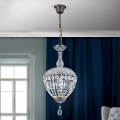 Ljuskrona i kristal med kedja ARILA 1xE27/60W/230V diameter 25 cm brun/patina