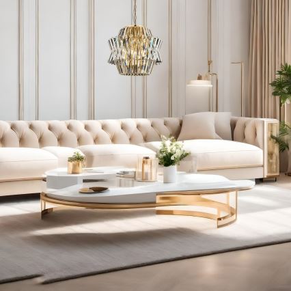 Ljuskrona i kristal med kedja CROWN 12xE14/40W/230V guld