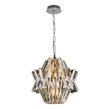 Ljuskrona i kristal med kedja CROWN 4xE14/40W/230V skinande krom