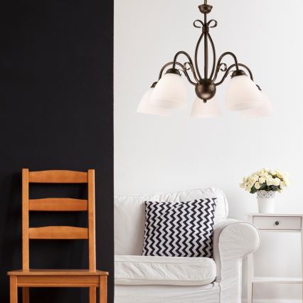 Ljuskrona med kedja ADELLE 5xE27/60W/230V