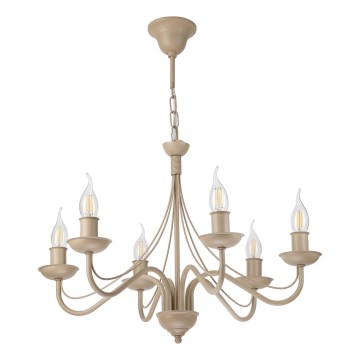 Ljuskrona med kedja ANTON 6xE14/60W/230V beige