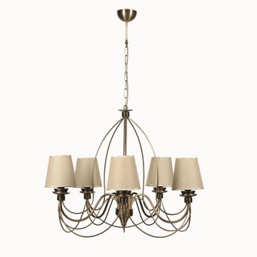 Ljuskrona med kedja CLASSIC 5xE14/40W/230V brons/beige