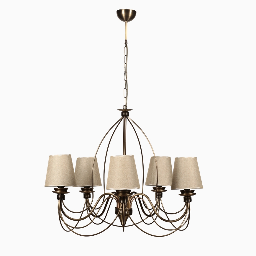 Ljuskrona med kedja CLASSIC 5xE14/40W/230V brons/beige