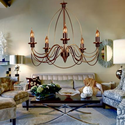 Ljuskrona med kedja CLASSIC 5xE14/40W/230V, brons