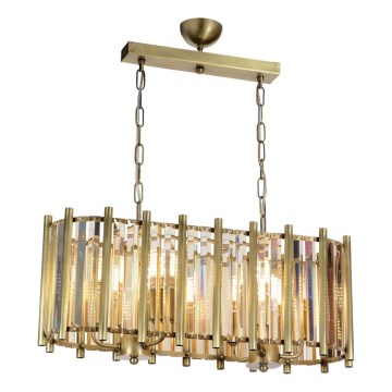 Ljuskrona med kedja CRYSTALLINE 6xE14/40W/230V mässing