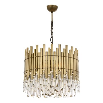 Ljuskrona med kedja CRYSTALLINE 6xE27/40W/230V Ø 40 cm mässing