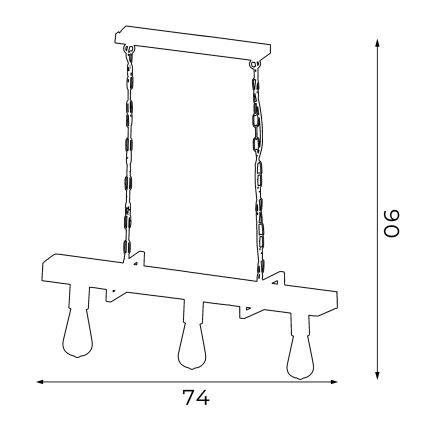 Ljuskrona med kedja HARD 3xE27/60W/230V