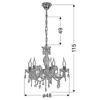 Ljuskrona med kedja MARIA TERESA 5xE14/40W/230V