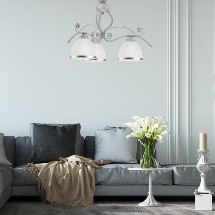 Ljuskrona med kedja RETRO II 3xE27/60W/230V silver