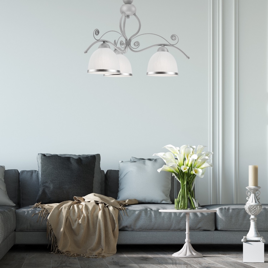 Ljuskrona med kedja RETRO II 3xE27/60W/230V silver