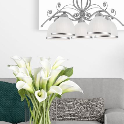 Ljuskrona med kedja RETRO II 5xE27/60W/230V silver