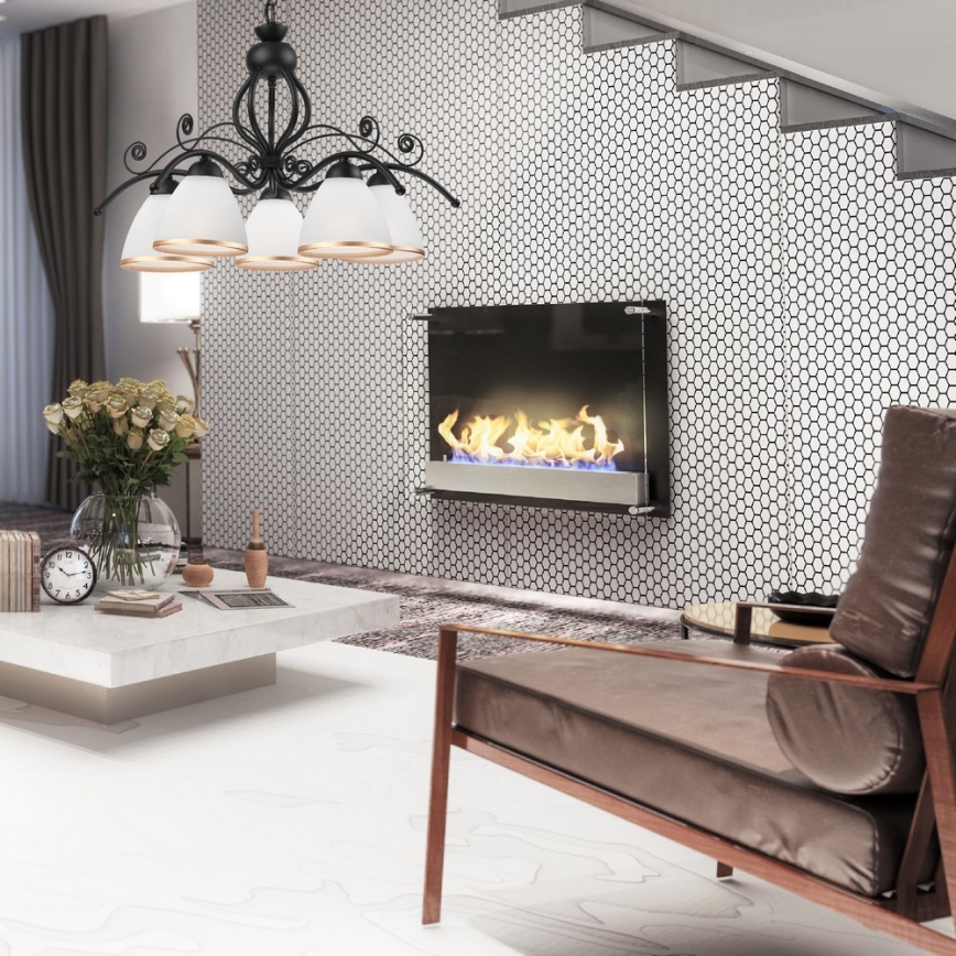 Ljuskrona med kedja RETRO II 5xE27/60W/230V svart