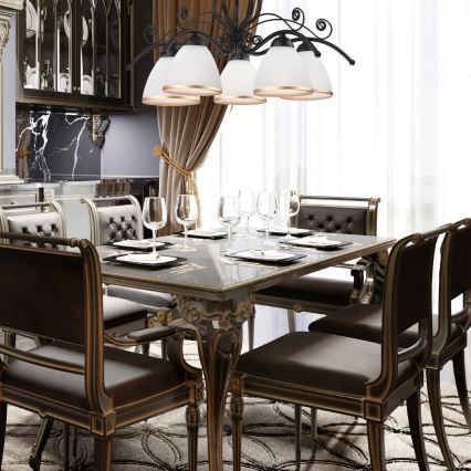 Ljuskrona med kedja RETRO II 5xE27/60W/230V svart