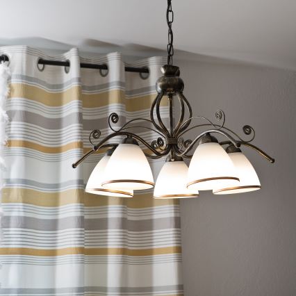 Ljuskrona med kedja RETRO II 5xE27/60W/230V svart patina