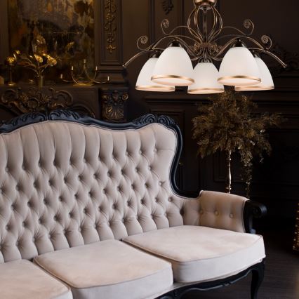 Ljuskrona med kedja RETRO II 5xE27/60W/230V svart patina