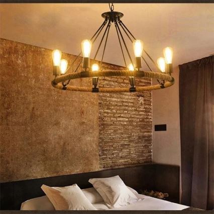 Ljuskrona med kedja ROPE ARTHUR 8xE27/20W/230V