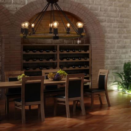 Ljuskrona med kedja ROPE ARTHUR 8xE27/20W/230V