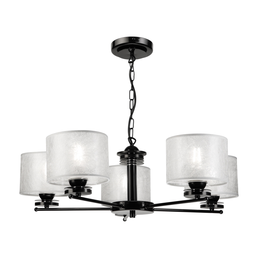 Ljuskrona med kedja ROSA 5xE27/60W/230V svart/grå