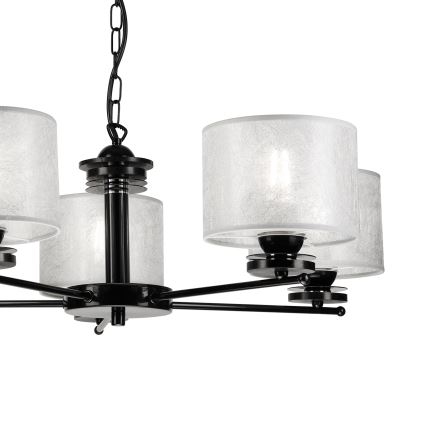 Ljuskrona med kedja ROSA 5xE27/60W/230V svart/grå