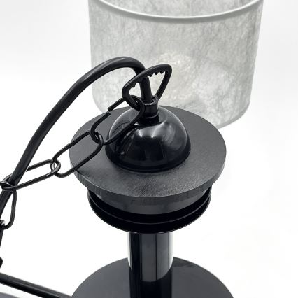 Ljuskrona med kedja ROSA 5xE27/60W/230V svart/grå