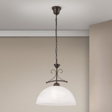 Ljuskrona med kedja RULA 1xE27/40W/230V Ø 35 cm vit/brons