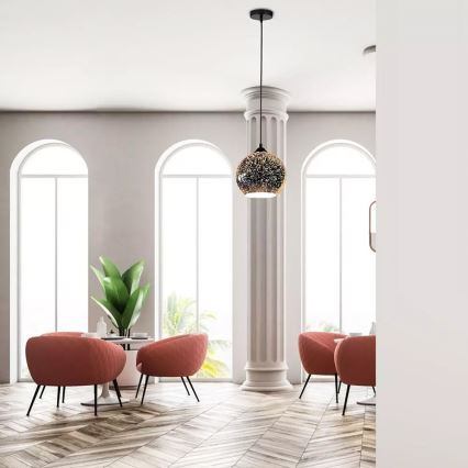 Ljuskrona med snöre 3D 1xE27/60W/230V