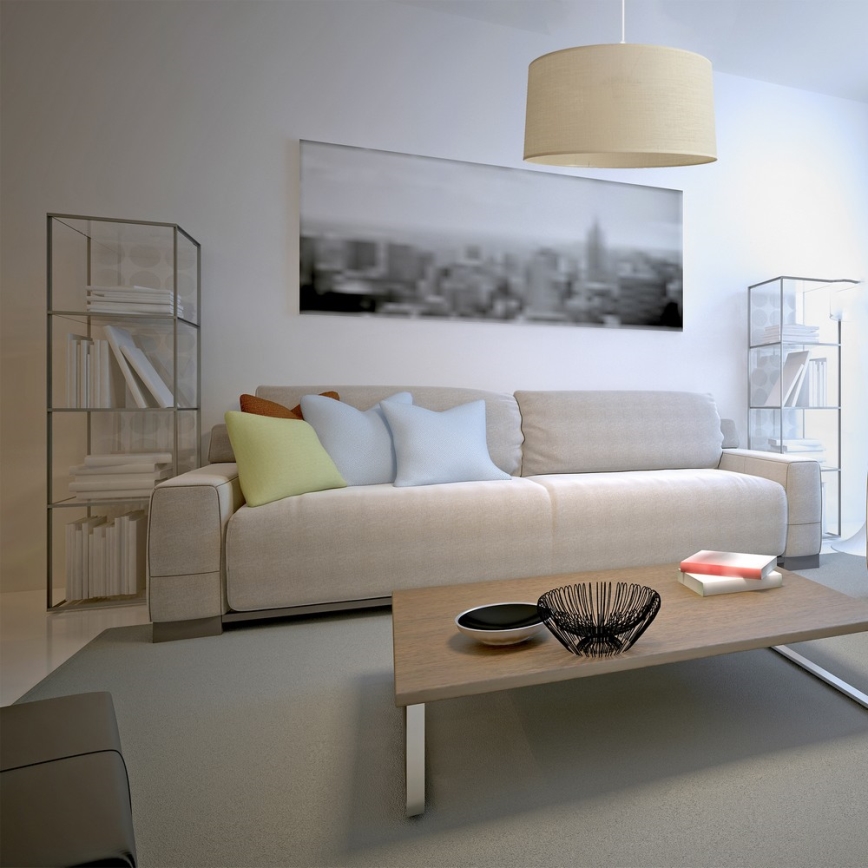 Ljuskrona med snöre ALBA 1xE27/15W/230V d.40 cm beige