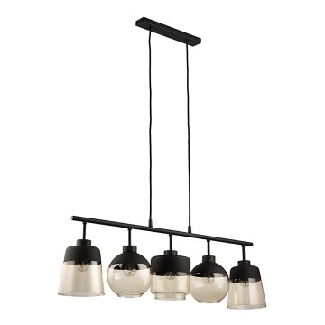 Ljuskrona med snöre  AMBER 5xE27/60W/230V