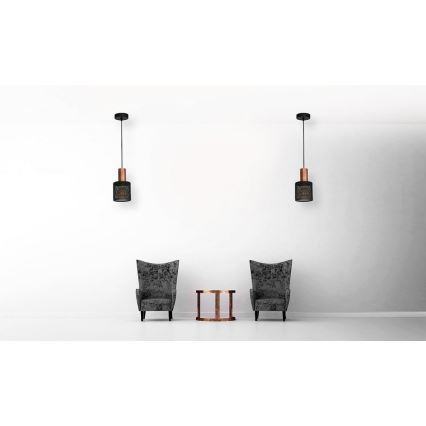 Ljuskrona med snöre ARES Svart 1xE27/60W/230V