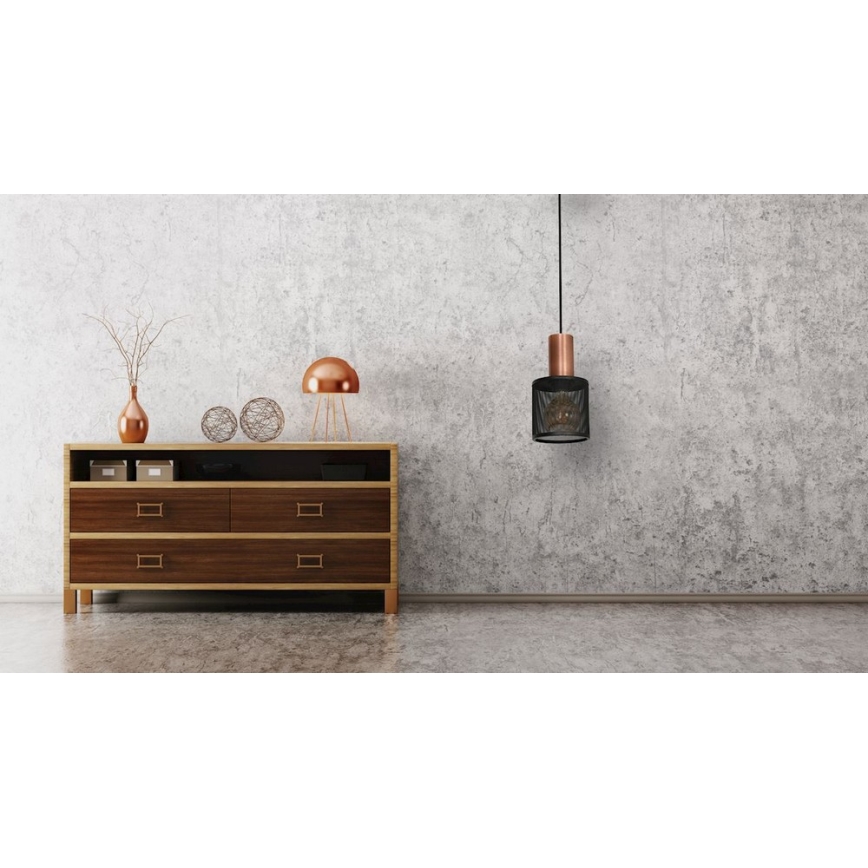 Ljuskrona med snöre ARES Svart 1xE27/60W/230V