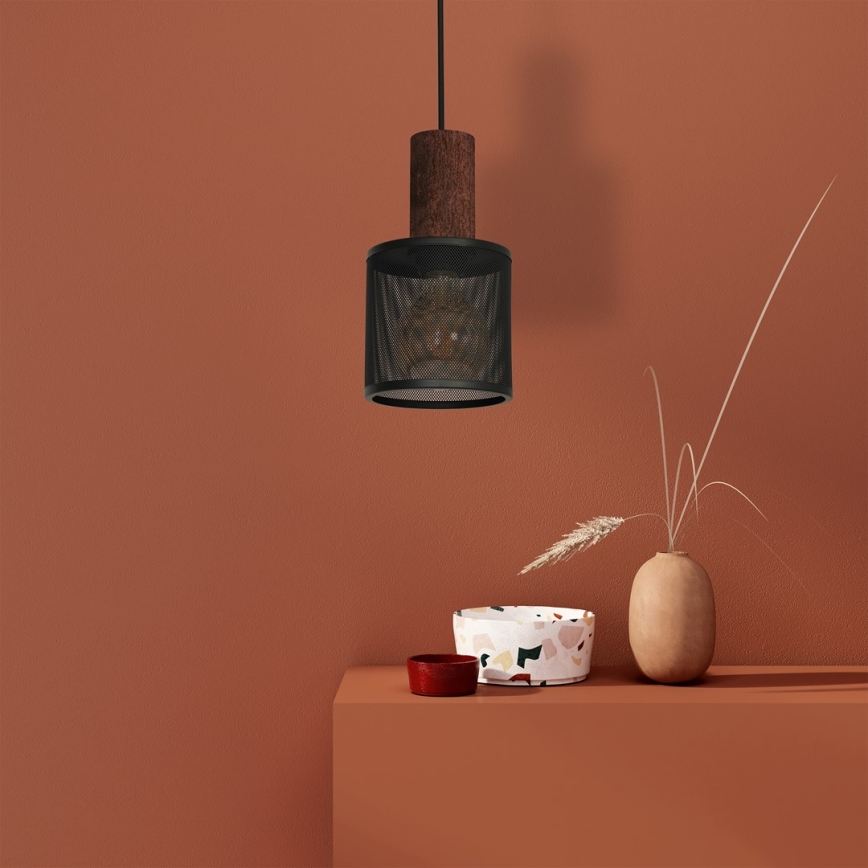 Ljuskrona med snöre ARES Svart 1xE27/60W/230V