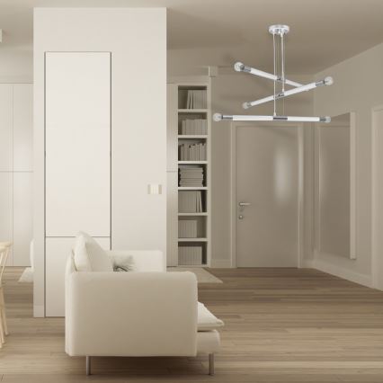 Ljuskrona med snöre BASTONE Vit 6xE14/40W/230V