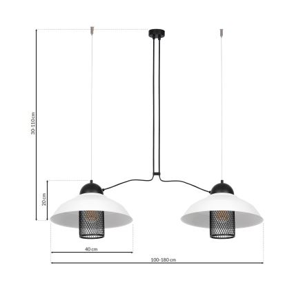 Ljuskrona med snöre BJORN 2xE27/60W/230V