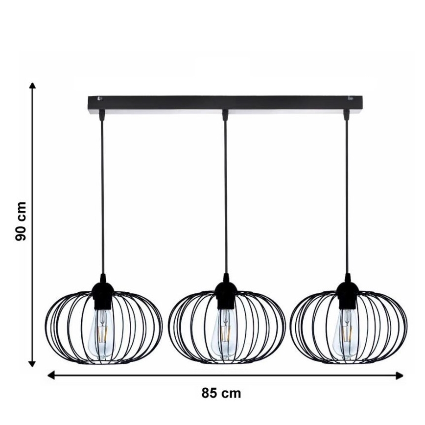 Ljuskrona med snöre BOCCA 3xE27/60W/230V