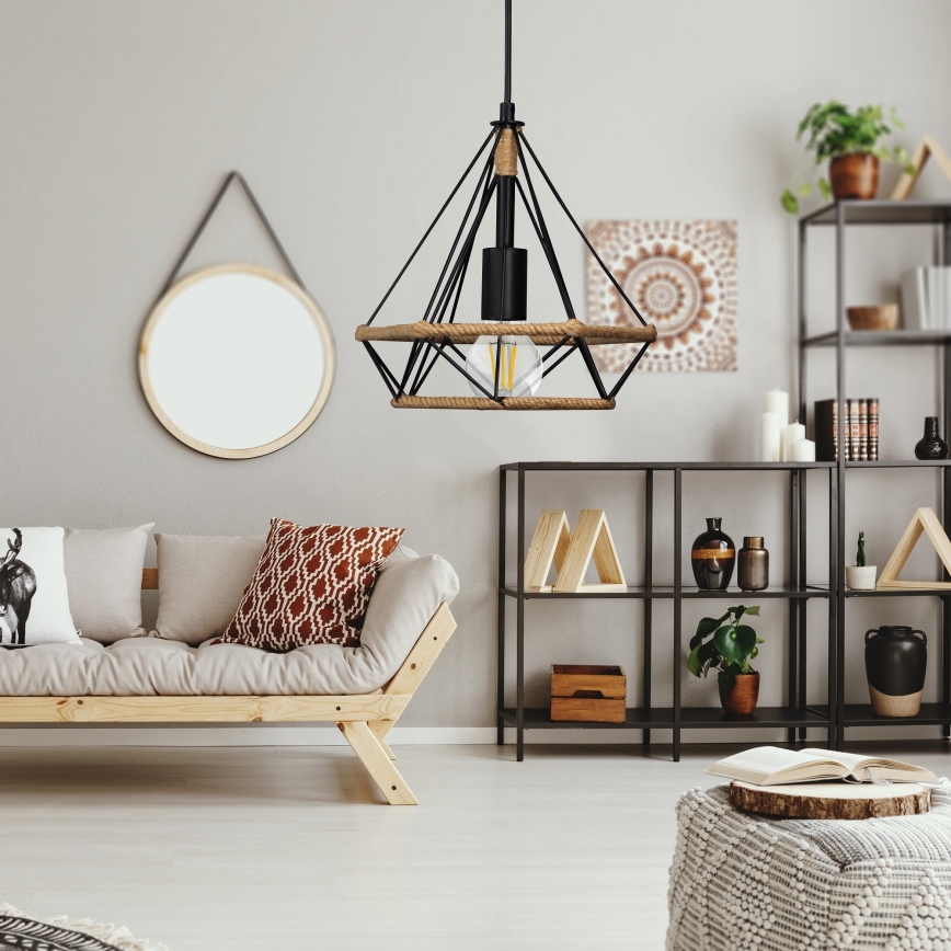 Ljuskrona med snöre BROXTON 1xE27/20W/230V