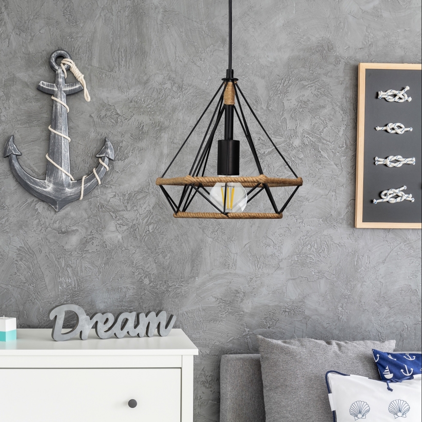 Ljuskrona med snöre BROXTON 1xE27/20W/230V