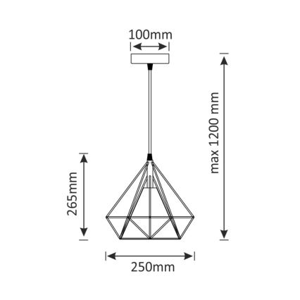 Ljuskrona med snöre BROXTON 1xE27/20W/230V