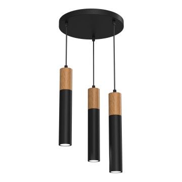 Ljuskrona med snöre CASSA 3xGU10/60W/230V svart rund