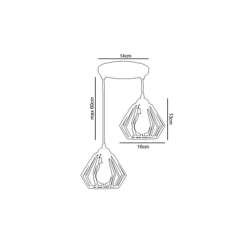 Ljuskrona med snöre CEED 2xE27/60W/230V