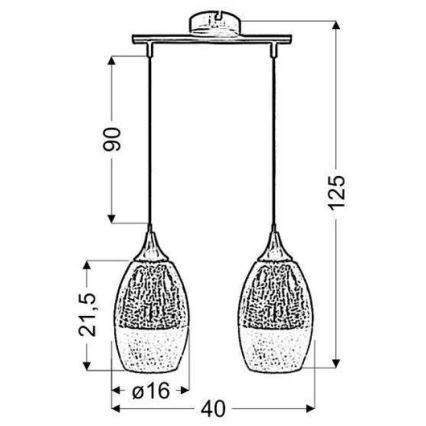 Ljuskrona med snöre CELIA 2xE27/60W/230V