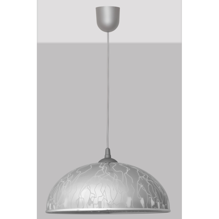 Ljuskrona med snöre CIRCLE 1xE27/15W/230V grå