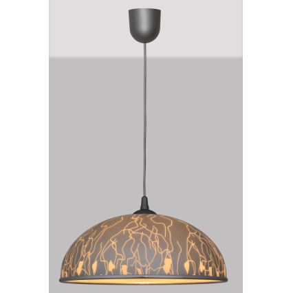 Ljuskrona med snöre CIRCLE 1xE27/15W/230V grå