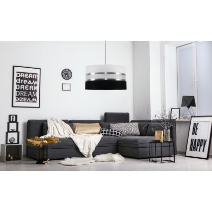 Ljuskrona med snöre CORAL 1xE27/60W/230V svart och vit