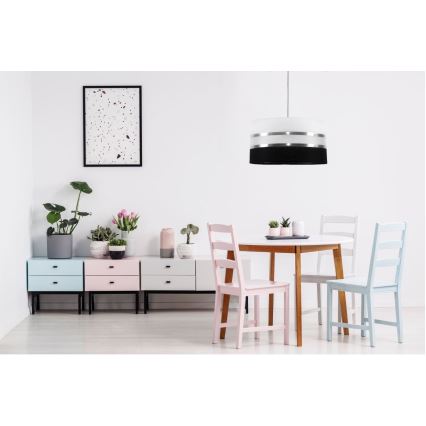 Ljuskrona med snöre CORAL 1xE27/60W/230V svart och vit