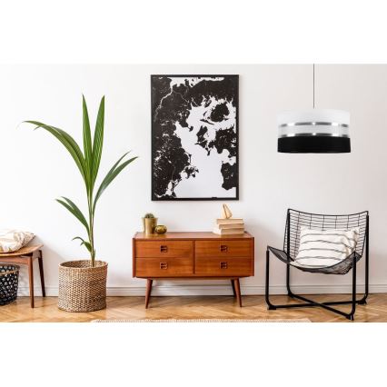 Ljuskrona med snöre CORAL 1xE27/60W/230V svart och vit