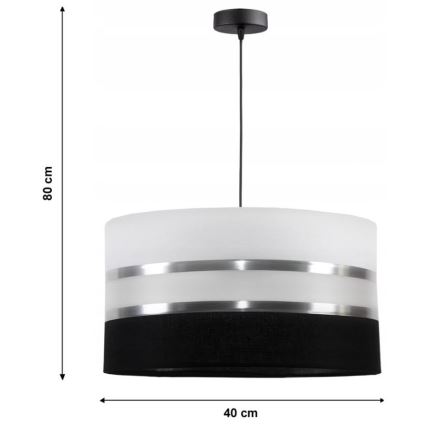 Ljuskrona med snöre CORAL 1xE27/60W/230V svart och vit