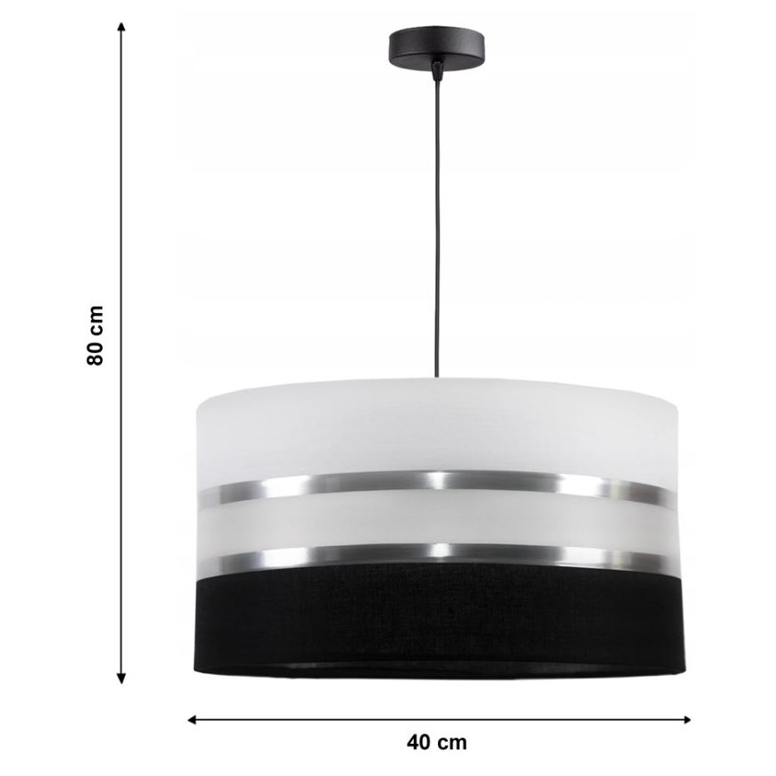 Ljuskrona med snöre CORAL 1xE27/60W/230V svart och vit