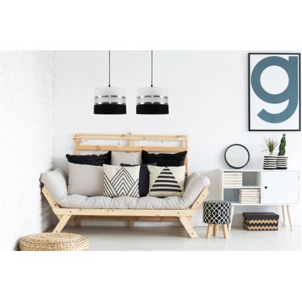 Ljuskrona med snöre CORAL 2xE27/60W/230V svart och vit